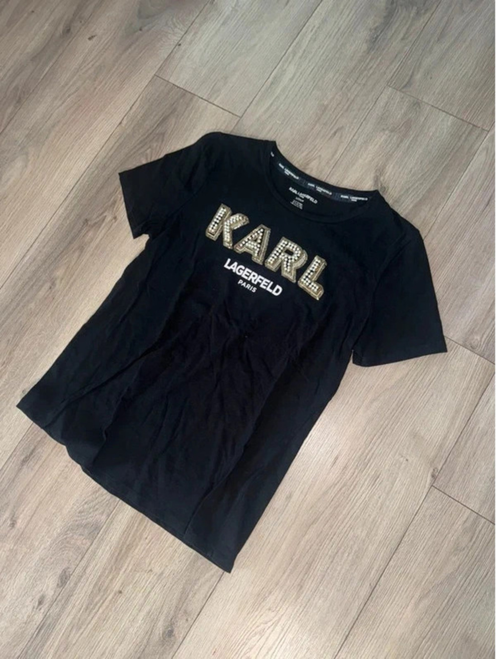karl lagerfeld modern embellished logo tee